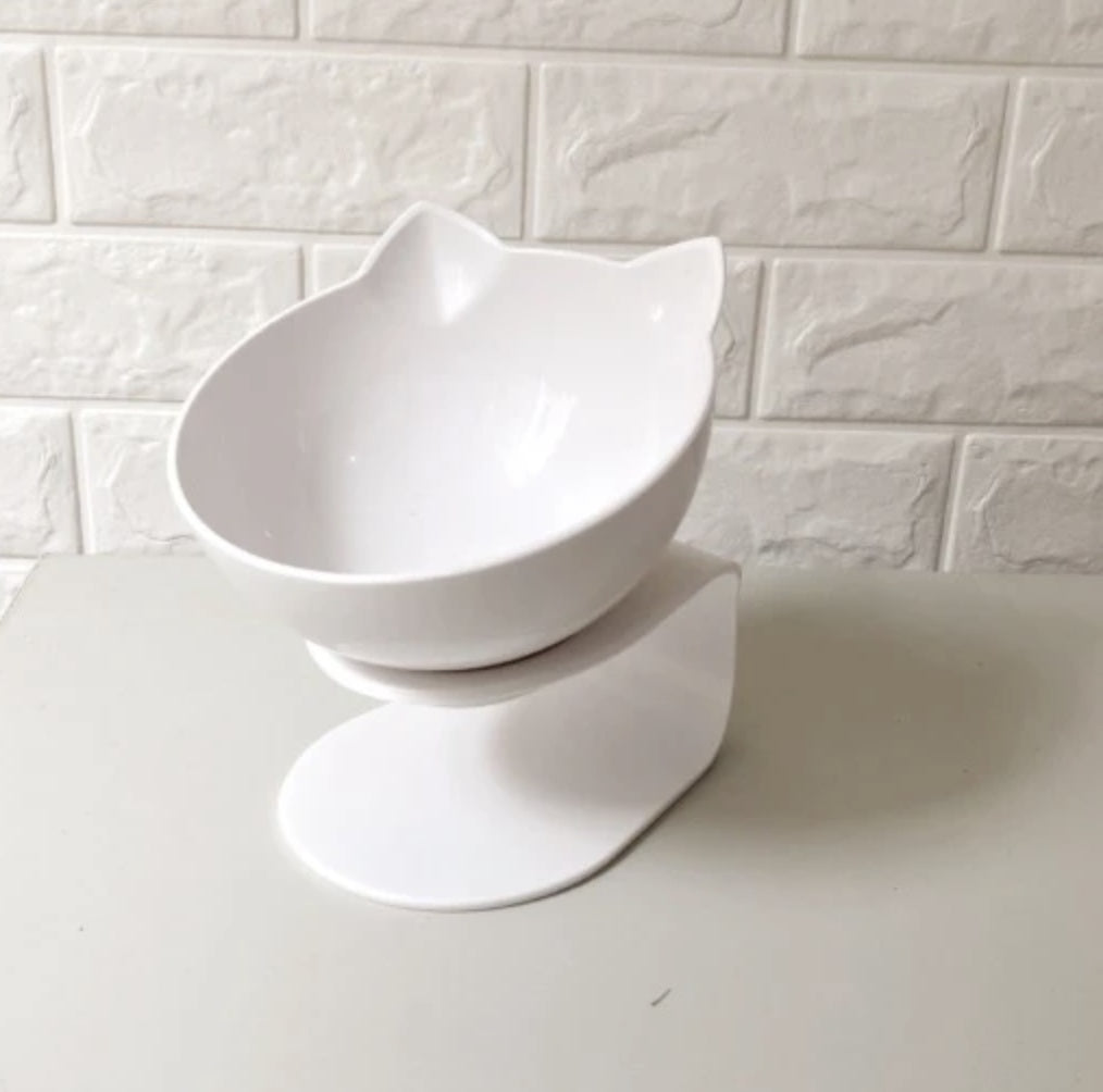 Ciotola Doppia Inclinata per Gatti 15° – Antirigurgito, Base Antiscivolo, Design Ergonomico Proteggi Collo