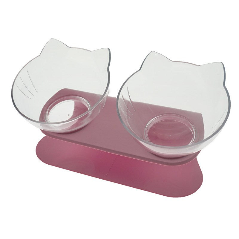 Ciotola Doppia Inclinata per Gatti 15° – Antirigurgito, Base Antiscivolo, Design Ergonomico Proteggi Collo