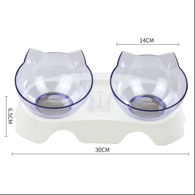 Ciotola Doppia Inclinata per Gatti 15° – Antirigurgito, Base Antiscivolo, Design Ergonomico Proteggi Collo