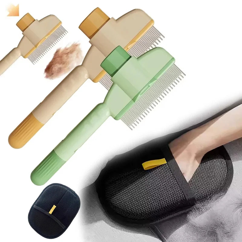 Kit Rimuovi Peli Cane e Gatto – Spazzola + Guanto Grooming per Toelettatura e Pulizia Casa