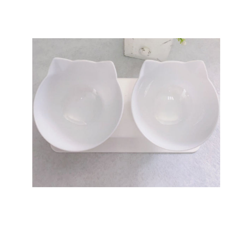 Ciotola Doppia Inclinata per Gatti 15° – Antirigurgito, Base Antiscivolo, Design Ergonomico Proteggi Collo