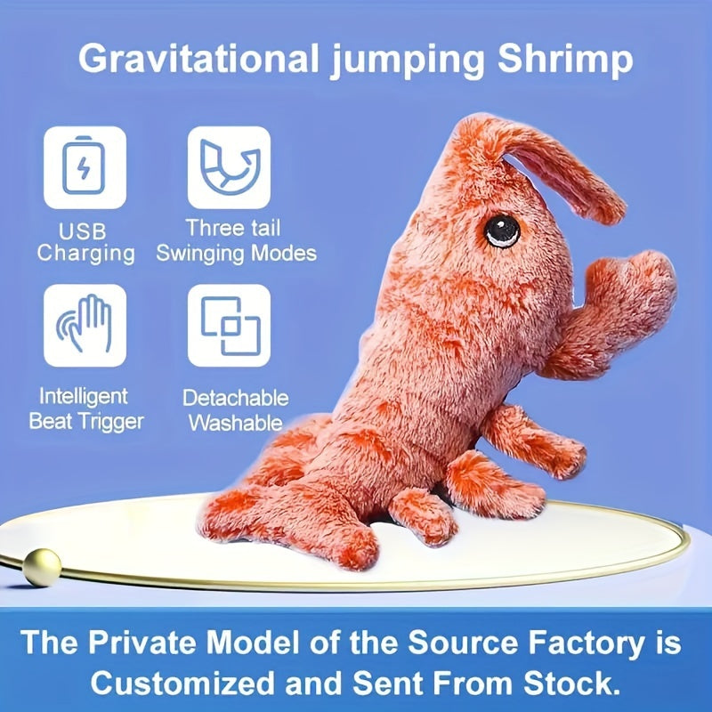 Gioco Elettrico per Gatti “Aragosta Saltellante” – Peluche Interattivo Ricaricabile USB/Jumping Lobster Cat Toy – Interactive Plush, USB Rechargeable Moving Toy