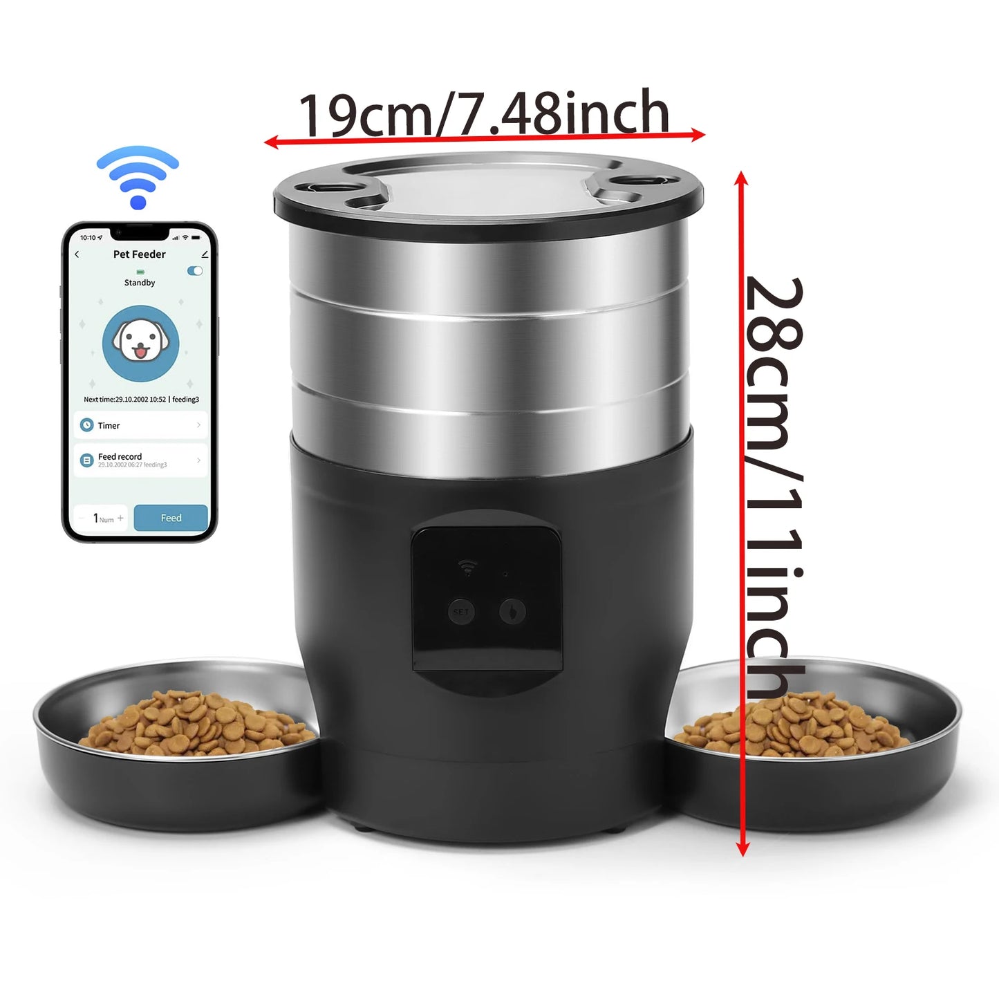 Dispenser Automatico Smart 4.5L per Cani e Gatti con App Tuya e Display LCD – Mangiatoia Programmabile con Erogazione Acqua
