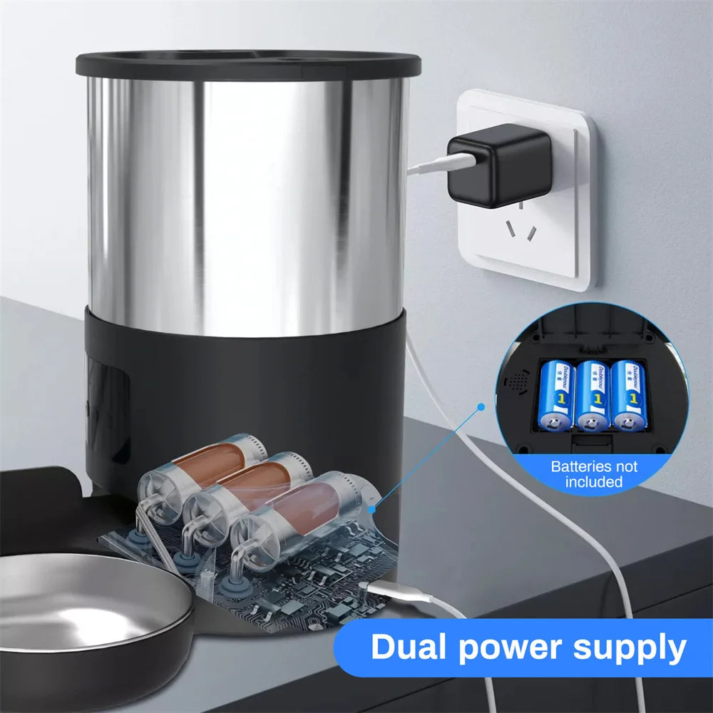Dispenser Automatico Smart 4.5L per Cani e Gatti con App Tuya e Display LCD – Mangiatoia Programmabile con Erogazione Acqua