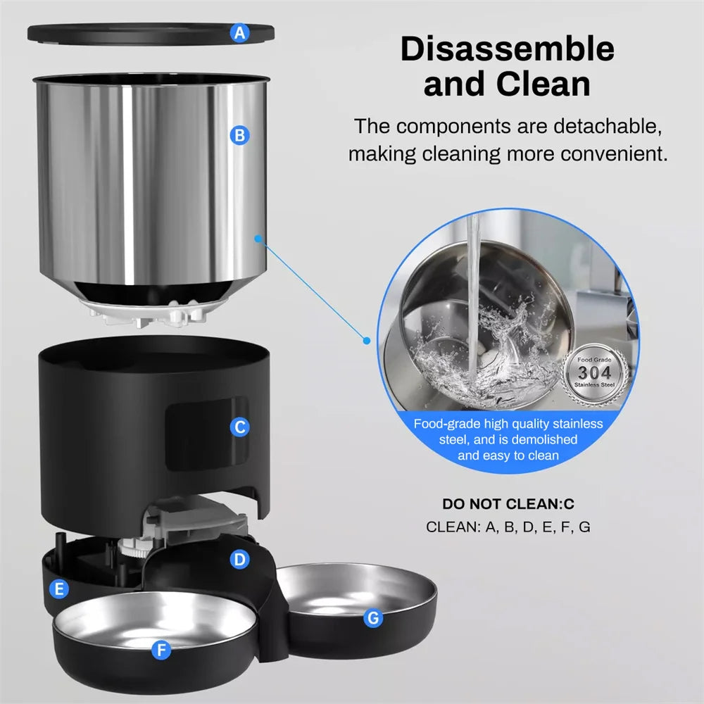 Dispenser Automatico Smart 4.5L per Cani e Gatti con App Tuya e Display LCD – Mangiatoia Programmabile con Erogazione Acqua