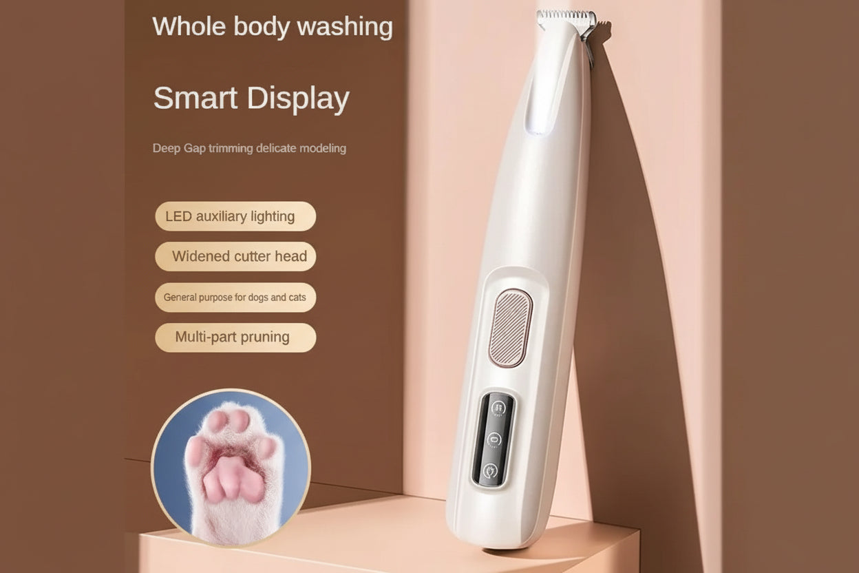 Taglia Pelo Zampe per Cani con Luce LED – Impermeabile + Display LED (Lama 18 mm)/Dog Paw Trimmer with LED Light – Waterproof + LED Display (18mm Wide Blade)